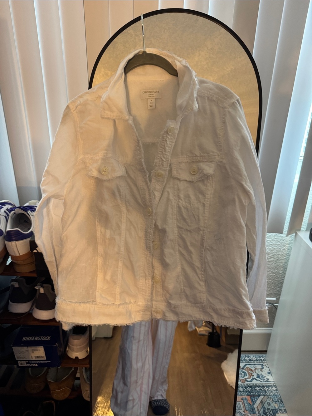 Charter Club White Button-Front linen  Jacket